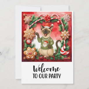 Cat Welcome to Christmas Party  Invitation