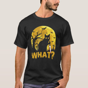 Cat Wha Black Cat With Knife Killer Halloween 1 T-Shirt