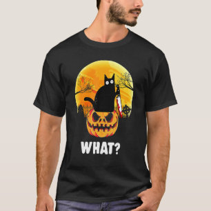 Cat What Black Cat Murderous Cat With Knife T-Shirt