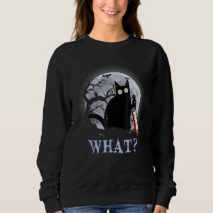 Cat What Black Cat With Knife Halloween Costume 1 Sweatshirt