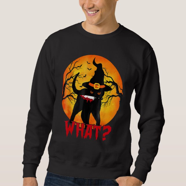 Cat What Cat Holding Knife Costume Sweatshirt (Front)