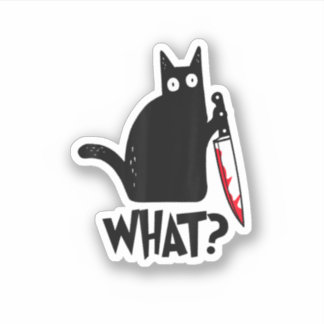 Cat What Funny Black Ca Murderous Cat With Knife 