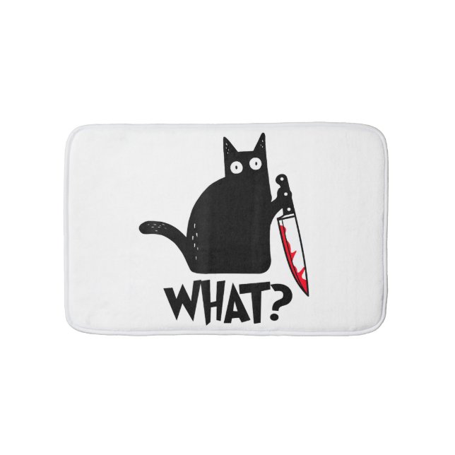 Cat What_ Funny Black Cat  Bath Mat (Front)