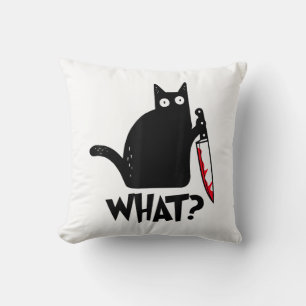 Cat What_ Funny Black Cat  Cushion