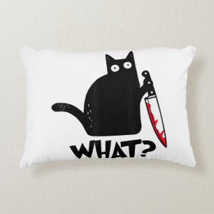 Cat What_ Funny Black Cat  Decorative Cushion