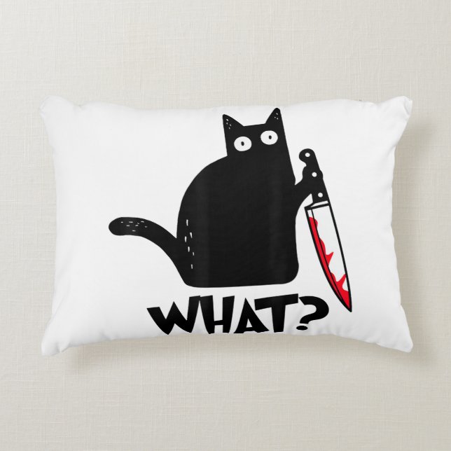Cat What_ Funny Black Cat  Decorative Cushion (Front)