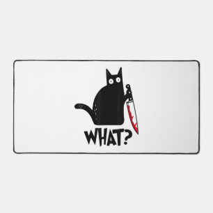 Cat What_ Funny Black Cat Desk Mat