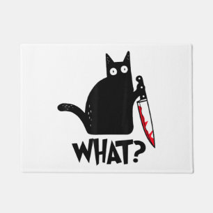 Cat What_ Funny Black Cat Doormat