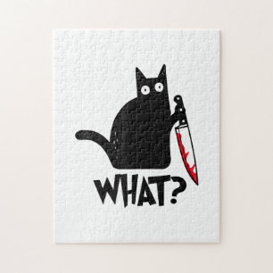 Cat What_ Funny Black Cat  Jigsaw Puzzle