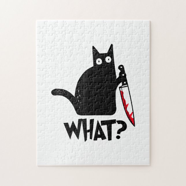 Cat What_ Funny Black Cat  Jigsaw Puzzle (Vertical)