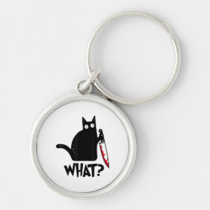 Cat What_ Funny Black Cat Key Ring
