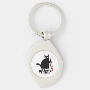 Cat What_ Funny Black Cat  Key Ring