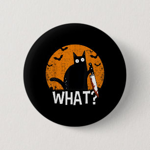 Cat What_ Funny Black Cat Murderous Cat With Knife 6 Cm Round Badge