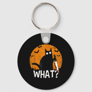 Cat What_ Funny Black Cat Murderous Cat With Knife Key Ring