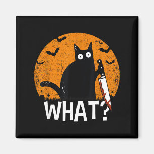Cat What_ Funny Black Cat Murderous Cat With Knife Magnet