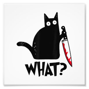 Cat What_ Funny Black Cat Photo Print