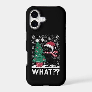 Cat What Funny Black Cat Pushing Christmas Tree 