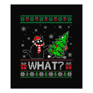 Cat What Funny Black Cat Pushing Christmas Tree Photo Print
