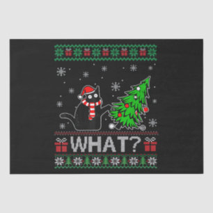 Cat What Funny Black Cat Pushing Christmas Tree Tissue Paper