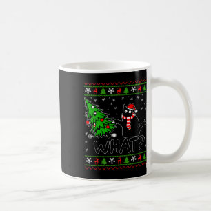 Cat What Funny Black Cat Pushing Christmas Tree Ug Coffee Mug