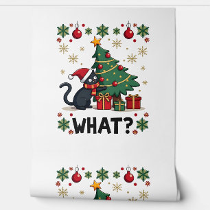 Cat What Funny Black Cat Pushing Christmas Tree Ug Wallpaper