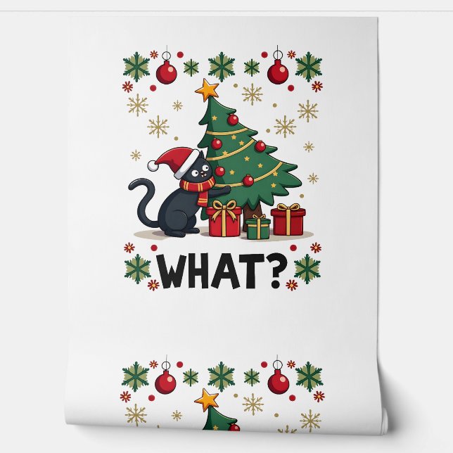 Cat What Funny Black Cat Pushing Christmas Tree Ug Wallpaper (Unrolling)