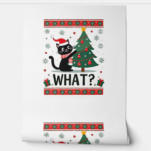 Cat What Funny Black Cat Pushing Christmas Tree Ug Wallpaper