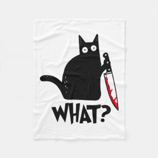Cat What Funny Black Cat Shirt  Fleece Blanket