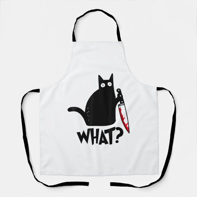 Cat What Funny Black Cat Shirt Murderous Cat With  Apron (Front)