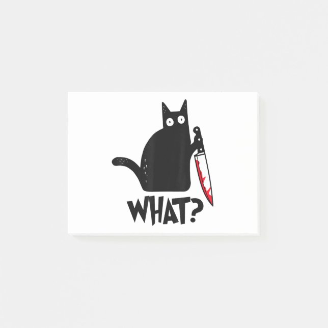 Cat What Funny Black Cat Shirt Murderous Cat With  Post-it Notes (Front)