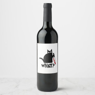 Cat What_ Funny Black Cat  Wine Label
