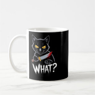 Cat What_ Funny Black Cat With Knife Halloween Coffee Mug