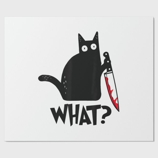 Cat What_ Funny Black Cat  Wrapping Paper (Flat)