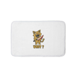 Cat what _ Funny creepy cat With Knife  Bath Mat