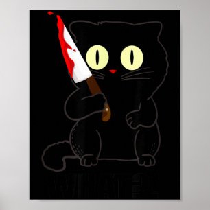 Cat What Funny Scary Black Cat Halloween With Poster
