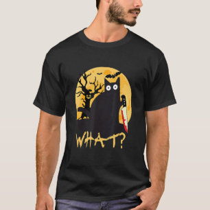 Cat What Knife Halloween Costume Funny Graphic Des T-Shirt