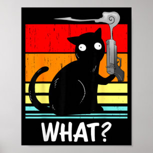 Cat What_ Murderous Black Cat With Gun Halloween Poster