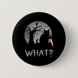 Cat What Murderous Black Cat With Knife Costume Ha 6 Cm Round Badge