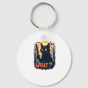 Cat What Murderous Black Cat With Knife Costume Ha Key Ring