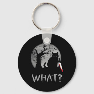 Cat What Murderous Black Cat With Knife Costume Ha Key Ring