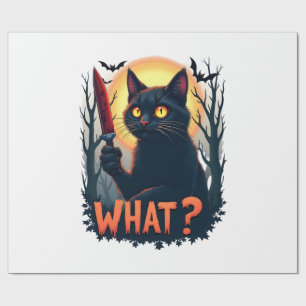 Cat What Murderous Black Cat With Knife Costume Ha Wrapping Paper