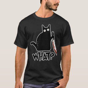 Cat What Murderous Black Cat With Knife Gift Premi T-Shirt