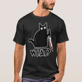 Cat What Murderous Black Cat With Knife Gift Premi T-Shirt