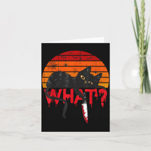 Cat What_ Murderous Black Cat With Knife Halloween Card