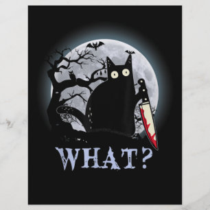 Cat What Murderous Black Cat With Knife Halloween Custom Letterhead