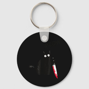 Cat What_ Murderous Black Cat With Knife Halloween Key Ring