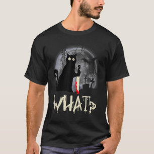Cat What Murderous Black Cat With Knife Halloween T-Shirt