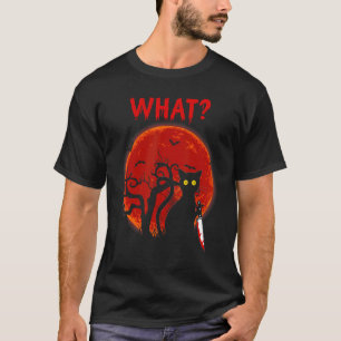 Cat What Murderous Black Cat With Knife Halloween T-Shirt