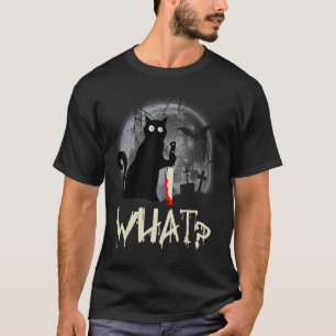 Cat What Murderous Black Cat With Knife Halloween  T-Shirt