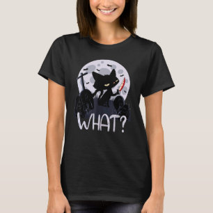 Cat What Murderous Black Cat With Knife Halloween T-Shirt